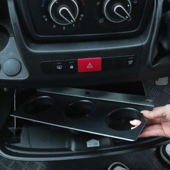 Cup Holder Insert for Glovebox Compatible With Fiat Ducato, Citroen Relay and Peugeot Boxer (BLACK)